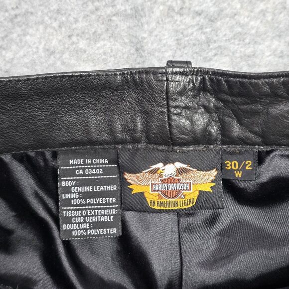 Harley-Davidson Leather Pants Womens 2 Black Genuine Motorcycle Riding Biker - Picture 4 of 11
